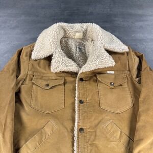 Vintage 70s Sedgefield Corduroy Trucker Jacket Men Tan Crop Shearling Sherpa USA